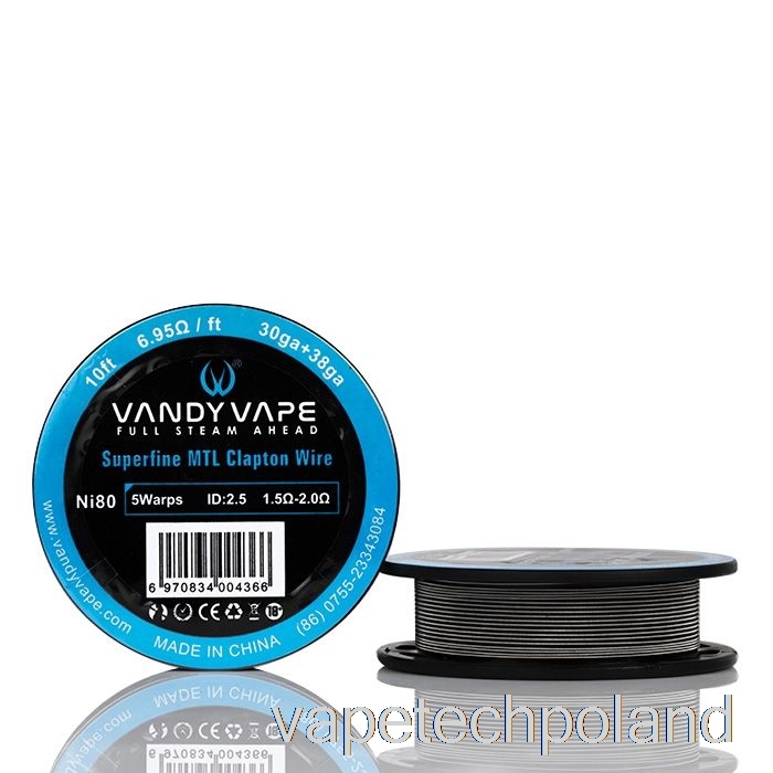 Vape Tech Polska Vandy Vape Superfine Szpule Z Drutem Mtl - 10 Stóp 6,95ohm Ni80 Drut Clapton